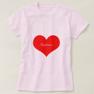 Valentijnsdag Rood hartroze Monogram Cute T-shirt