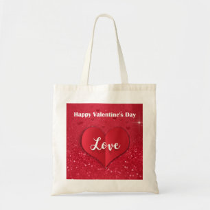 Valentijnsdag Rood papier Hart Glitter Budget Tas