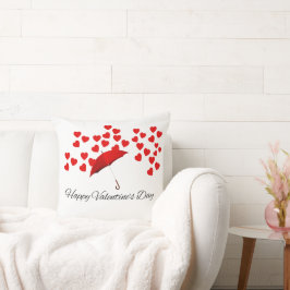 Valentijnsdag Rood Parasol & Hart Romantisch Cadea Kussen