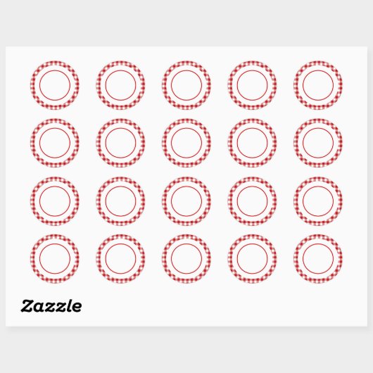 Valentijnsdag, Rood Plaid Ronde Sticker (Vel)