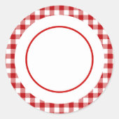 Valentijnsdag, Rood Plaid Ronde Sticker (Voorkant)