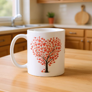Valentijnsdag Rood Roze Aquarel Harten Boom Koffiemok