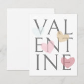 Valentijnsdag Rood Roze Goud Hart Minimalistisch E Feestdagenkaart (Voorkant / Achterkant)