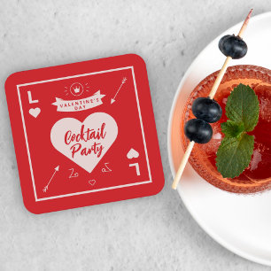 Valentijnsdag Rood Roze Hart en Liefdesfeest Kartonnen Onderzetters