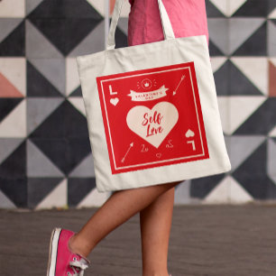 Valentijnsdag Rood Roze Hart en Zelfliefde Tote Bag