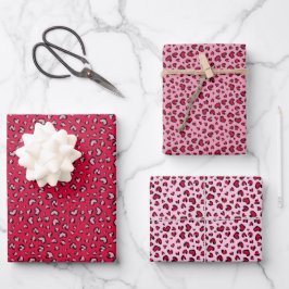 Valentijnsdag Rood Roze Hart Luipaardprint Inpakpapier Vel