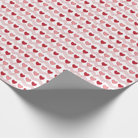 Valentijnsdag Rood roze hartenpatroon Cadeaupapier (Hoek)