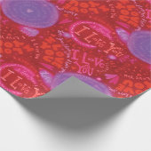 Valentijnsdag rood roze Ik hou van je typografie Cadeaupapier (Hoek)