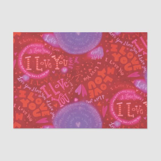 Valentijnsdag rood roze Ik hou van je typografie Tissuepapier (Voorkant)