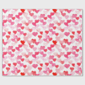Valentijnsdag Rood & Roze Waterverf Harten Cadeaupapier (Vlak)