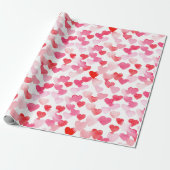 Valentijnsdag Rood & Roze Waterverf Harten Cadeaupapier (Uitgerold)