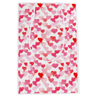 Valentijnsdag Rood & Roze Waterverf Harten Medium Cadeauzakje