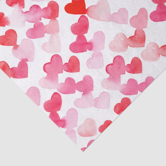 Valentijnsdag Rood & Roze Waterverf Harten Tissuepapier (Detail)