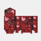 Valentijnsdag, Rood Satijn, Harten en Sparkle, Bedankdoosjes (Uitgevouwen)
