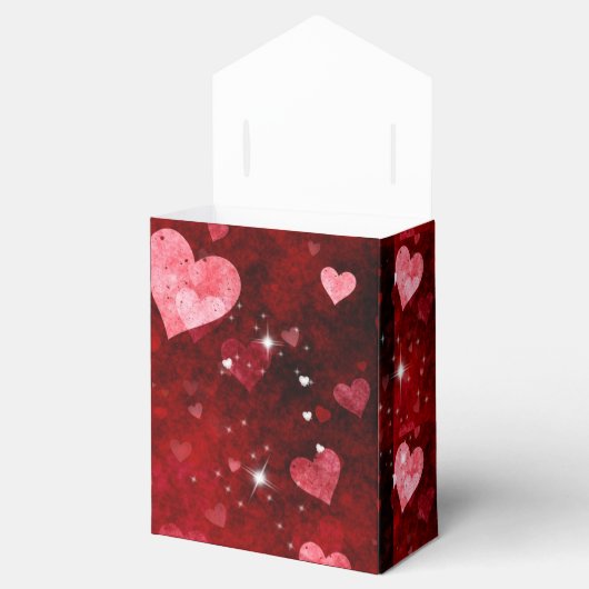 Valentijnsdag, Rood Satijn, Harten en Sparkle, Bedankdoosjes (Geopend)