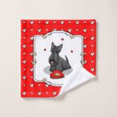 Valentijnsdag (rood) Scottie Dog (zwart) Bad Handdoek (Wasdoekje)