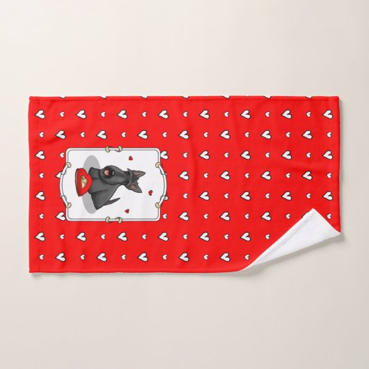 Valentijnsdag (rood) Scottie Dog (zwart) Bad Handdoek (Handdoek)