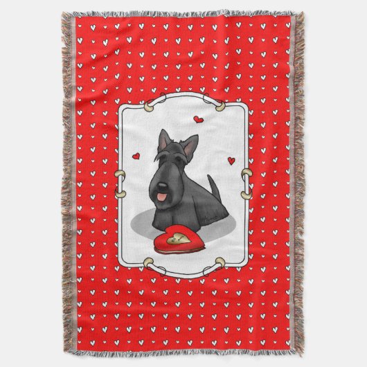 Valentijnsdag (rood) Scottie Dog (zwart) Deken (Voorkant Verticaal)