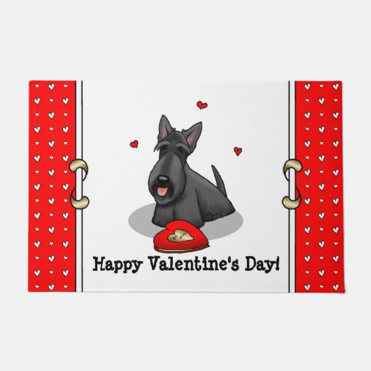 Valentijnsdag (rood) Scottie Dog (zwart) Deurmat (Voorkant)