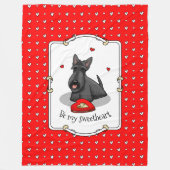 Valentijnsdag (rood) Scottie Dog (zwart) Fleece Deken (Voorkant)