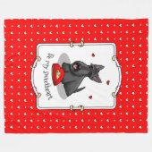 Valentijnsdag (rood) Scottie Dog (zwart) Fleece Deken (Voorkant (Horizontaal))