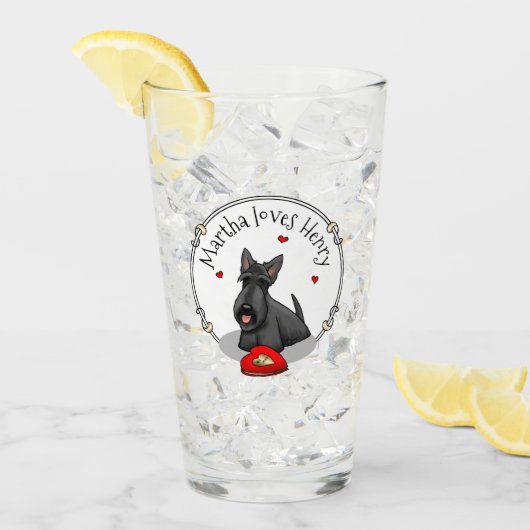 Valentijnsdag (rood) Scottie Dog (zwart) Glas (Voorkant ijs)