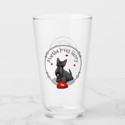 Valentijnsdag (rood) Scottie Dog (zwart) Glas (Voorkant)