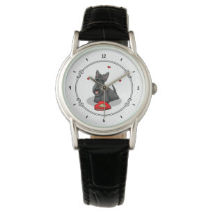 Valentijnsdag (rood) Scottie Dog (zwart) Horloge