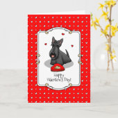 Valentijnsdag (rood) Scottie Dog (zwart) Kaart (Gele Bloem)