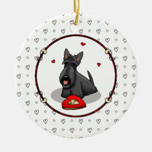 Valentijnsdag (rood) Scottie Dog (zwart) Keramisch Ornament