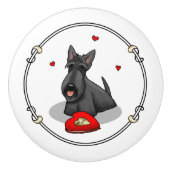 Valentijnsdag (rood) Scottie Dog (zwart) Keramische Knop (Voorkant)