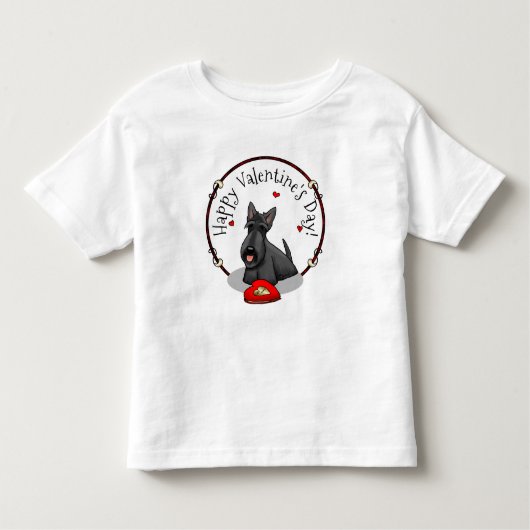 Valentijnsdag (rood) Scottie Dog (zwart) Kinder Shirts (Voorkant)
