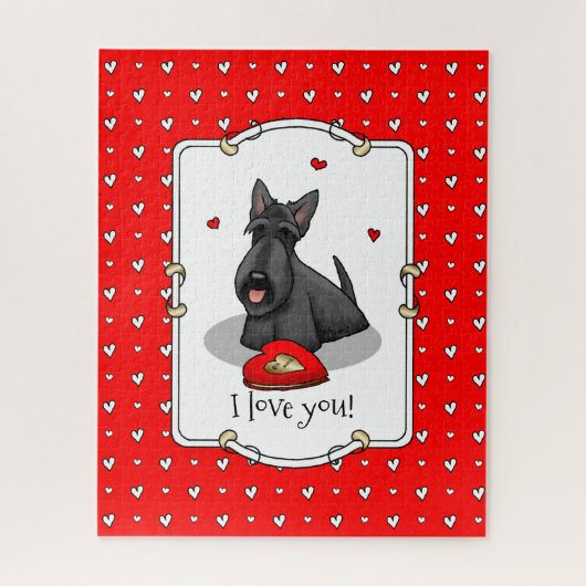 Valentijnsdag (rood) Scottie Dog (zwart) Legpuzzel (Verticaal)