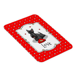 Valentijnsdag (rood) Scottie Dog (zwart) Magneet