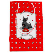 Valentijnsdag (rood) Scottie Dog (zwart) Medium Cadeauzakje (Voorkant)