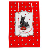 Valentijnsdag (rood) Scottie Dog (zwart) Medium Cadeauzakje (Achterkant)