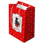 Valentijnsdag (rood) Scottie Dog (zwart) Medium Cadeauzakje (Achterkant Gekanteld)