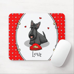 Valentijnsdag (rood) Scottie Dog (zwart) Muismat