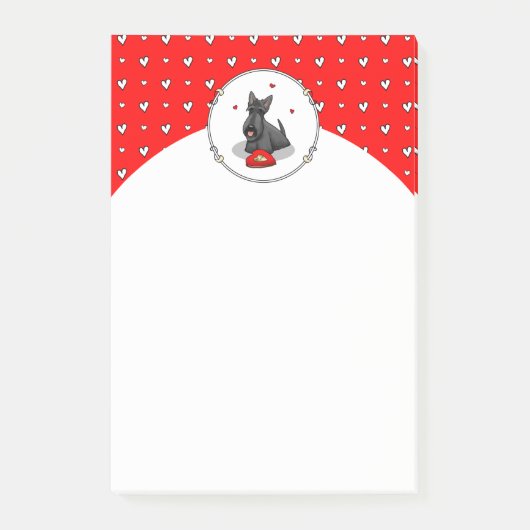 Valentijnsdag (rood) Scottie Dog (zwart) Post-it® Notes (Voorkant)