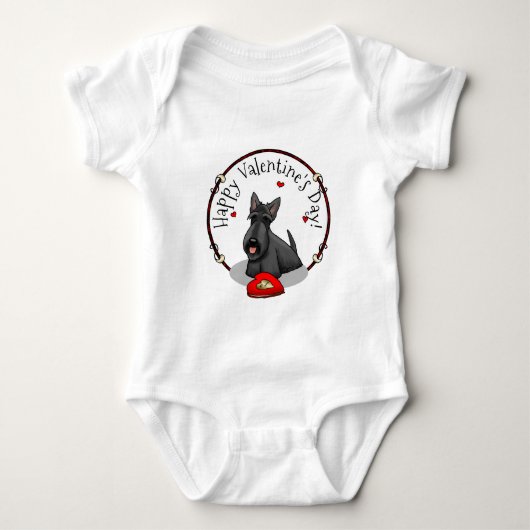 Valentijnsdag (rood) Scottie Dog (zwart) Romper (Voorkant)