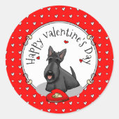 Valentijnsdag (rood) Scottie Dog (zwart) Ronde Sticker (Voorkant)
