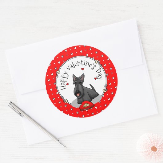 Valentijnsdag (rood) Scottie Dog (zwart) Ronde Sticker (Envelop)