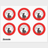Valentijnsdag (rood) Scottie Dog (zwart) Ronde Sticker (Vel)