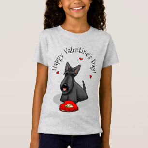 Valentijnsdag (rood) Scottie Dog (zwart) T-shirt