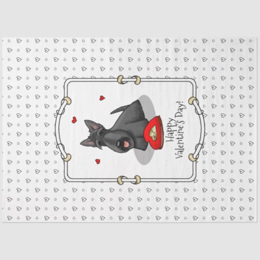 Valentijnsdag (rood) Scottie Dog (zwart) Tissuepapier (Voorkant)