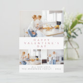 Valentijnsdag rood script 3 collage multi-foto feestdagenkaart (Staand voorkant)
