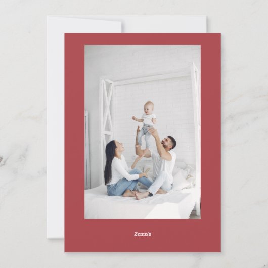 Valentijnsdag rood script 3 collage multi-foto feestdagenkaart (Achterkant)