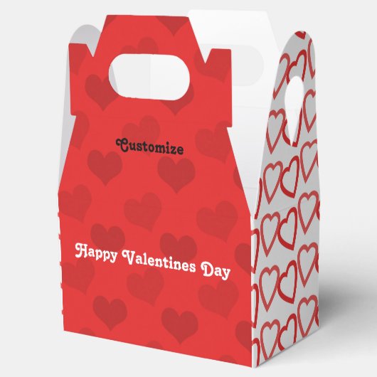 Valentijnsdag Rood & wit - harten Vierbox Bedankdoosjes (Geopend)