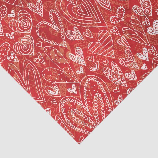Valentijnsdag rood wit hartenpatroon tissuepapier (Detail)