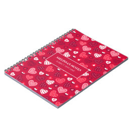 Valentijnsdag Rood & Wit Hartjes Patroon Notitiebo Notitieboek